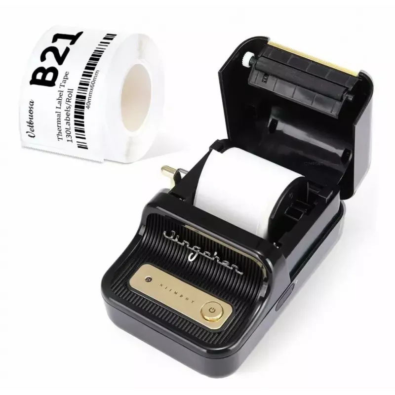 Etikečių spausdintuvas NIIMBOT B21S Juodas – kompaktiškas Bluetooth ruloninis spausdintuvas, 50 mm plotis, 60 mm/s, Li-Ion 1200 mAh