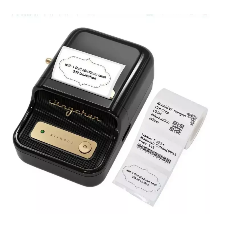 Etikečių spausdintuvas NIIMBOT B21S Juodas – kompaktiškas Bluetooth ruloninis spausdintuvas, 50 mm plotis, 60 mm/s, Li-Ion 1200 mAh