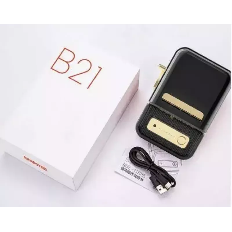 Etikečių spausdintuvas NIIMBOT B21S Juodas – kompaktiškas Bluetooth ruloninis spausdintuvas, 50 mm plotis, 60 mm/s, Li-Ion 1200 mAh