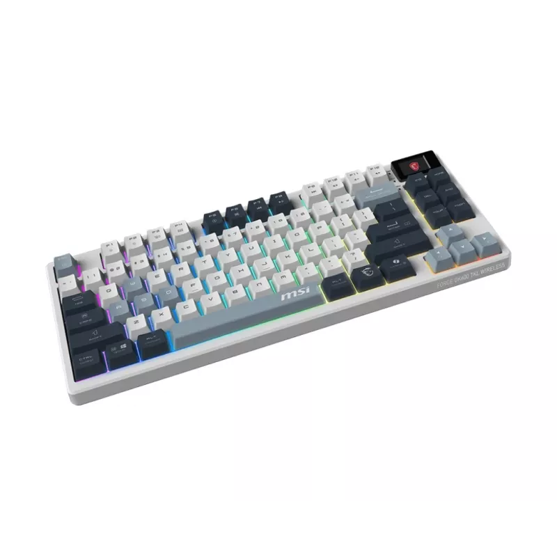 Mechaninė žaidimų klaviatūra MSI FORGE GK600 TKL belaidė USB + Bluetooth QWERTY UK English RGB Blue/White