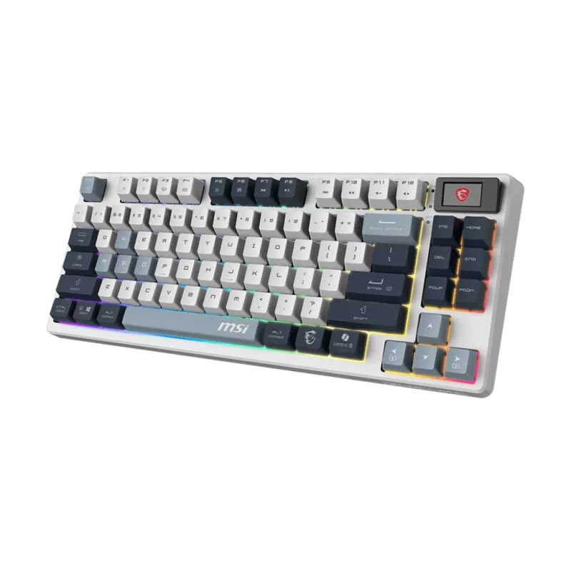 Mechaninė žaidimų klaviatūra MSI FORGE GK600 TKL belaidė USB + Bluetooth QWERTY UK English RGB Blue/White