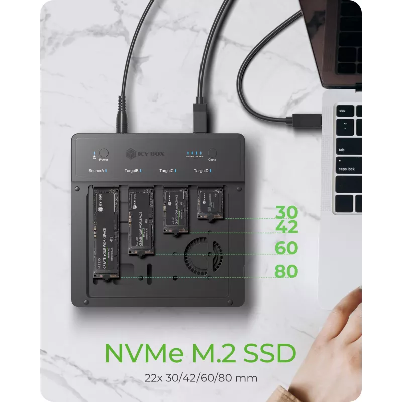 ICY BOX IB-4013MCL-C4 Juodas M.2 SSD korpusas su PCI Express jungtimi