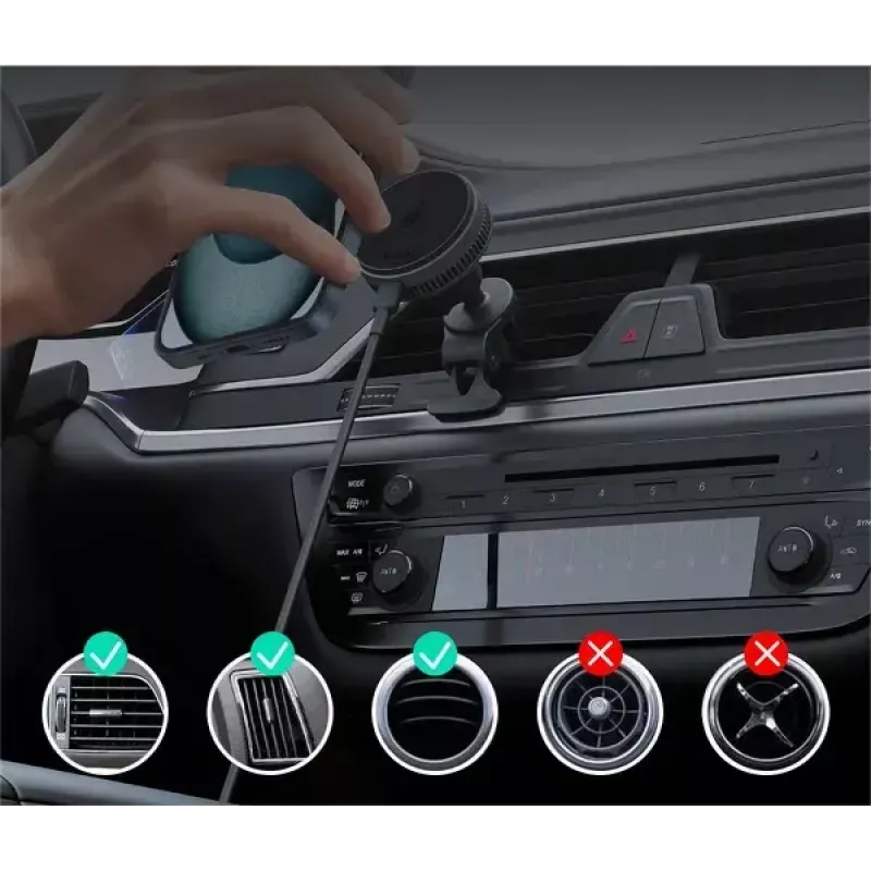 Aukey belaidis įkroviklis automobiliui HD-MC13A, MagSafe suderinamas, 15 W, oro srovės laikiklis
