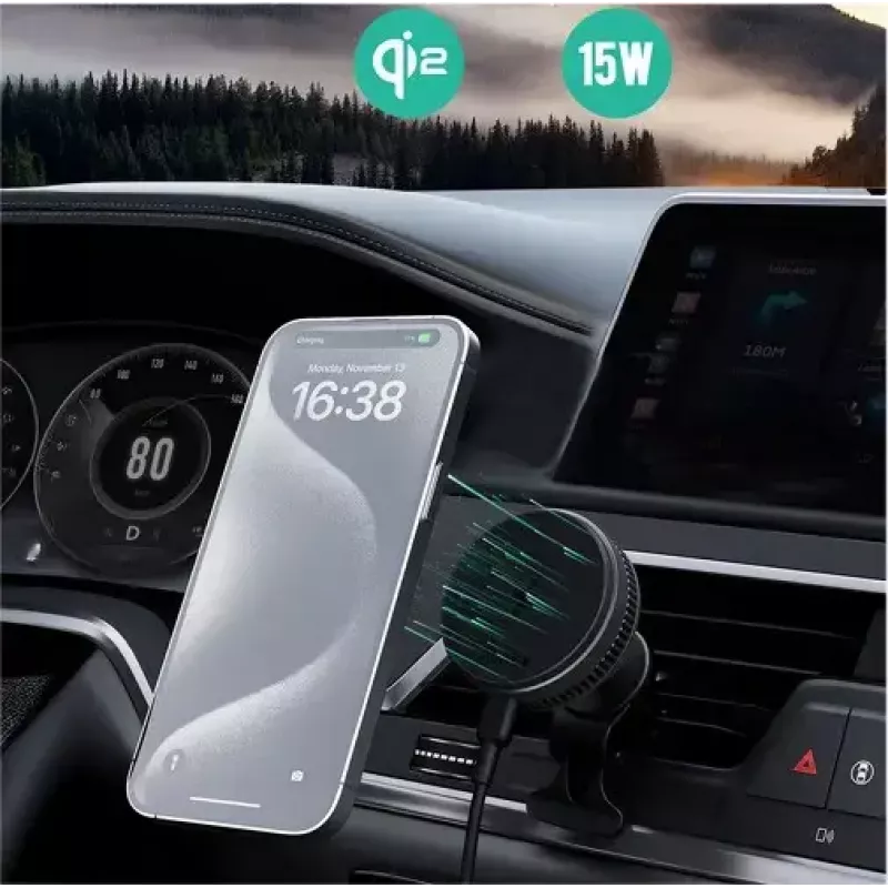 Aukey belaidis įkroviklis automobiliui HD-MC13A, MagSafe suderinamas, 15 W, oro srovės laikiklis