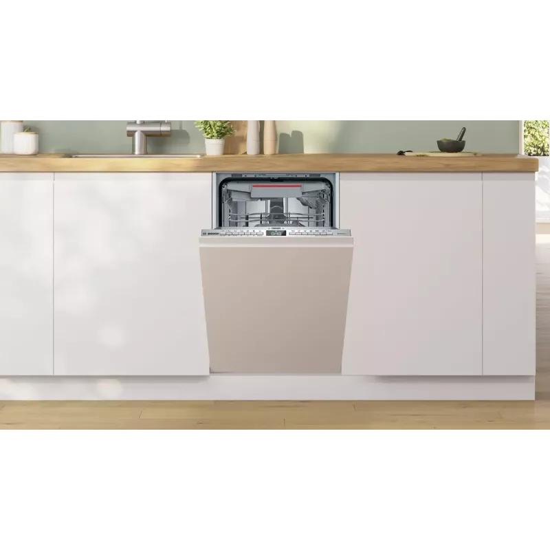 Įmontuojama indaplovė Bosch Serie 4 SPV4HMX49E — siaura 45 cm, 10 komplektų, 44 dB, 6 programų