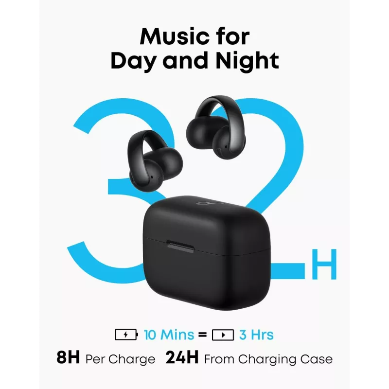 ANKER Soundcore AeroClip belaidės ausinės – juodos