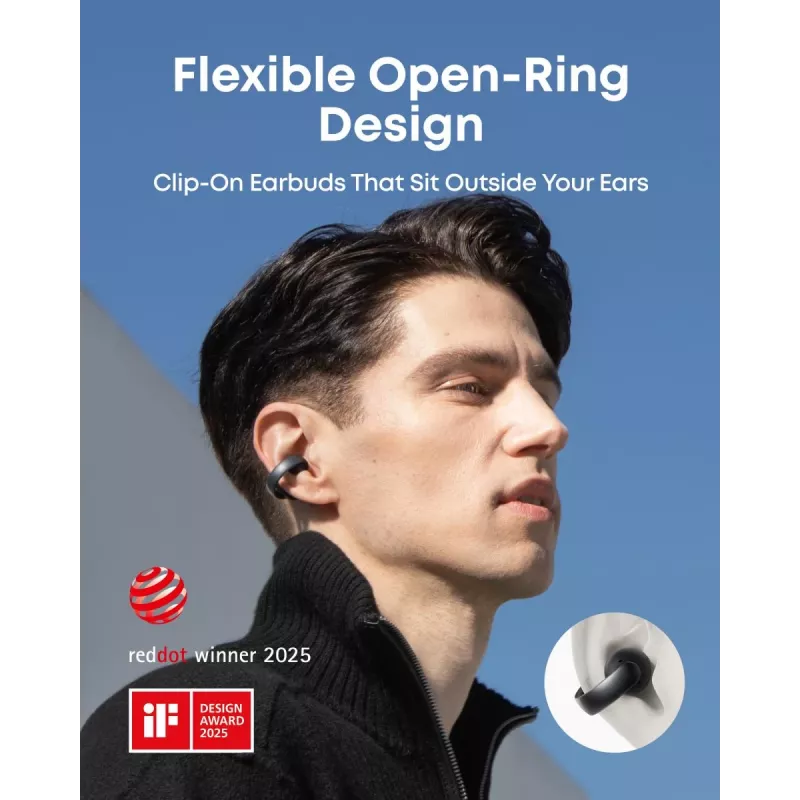 ANKER Soundcore AeroClip belaidės ausinės – juodos