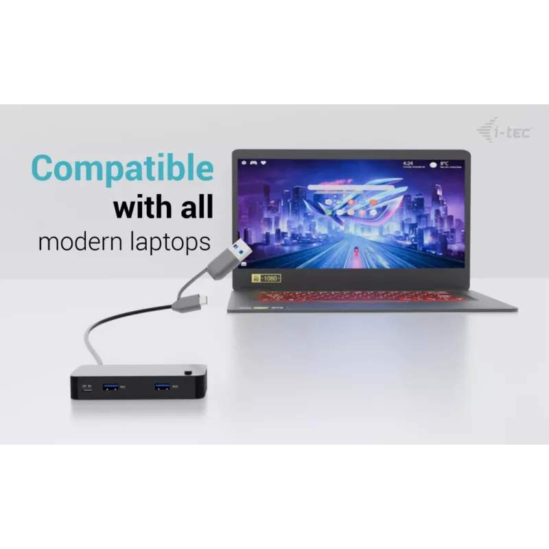 i-tec Universal KVM HUB 2x USB-C 2x USB-A 3.0 5000 Mbit/s Juodas