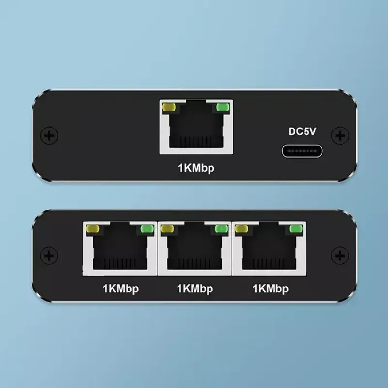 Eterneto skirstytuvas QOLTEC 52294 1x3 RJ45 su USB-C maitinimo įvadu