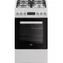 Laisvai pastatoma dujinė-elektrinė viryklė BEKO FSE52323DWD, 4 degiklių kaitlentė, 60 cm, 55 L orkaitė, energijos klasė A