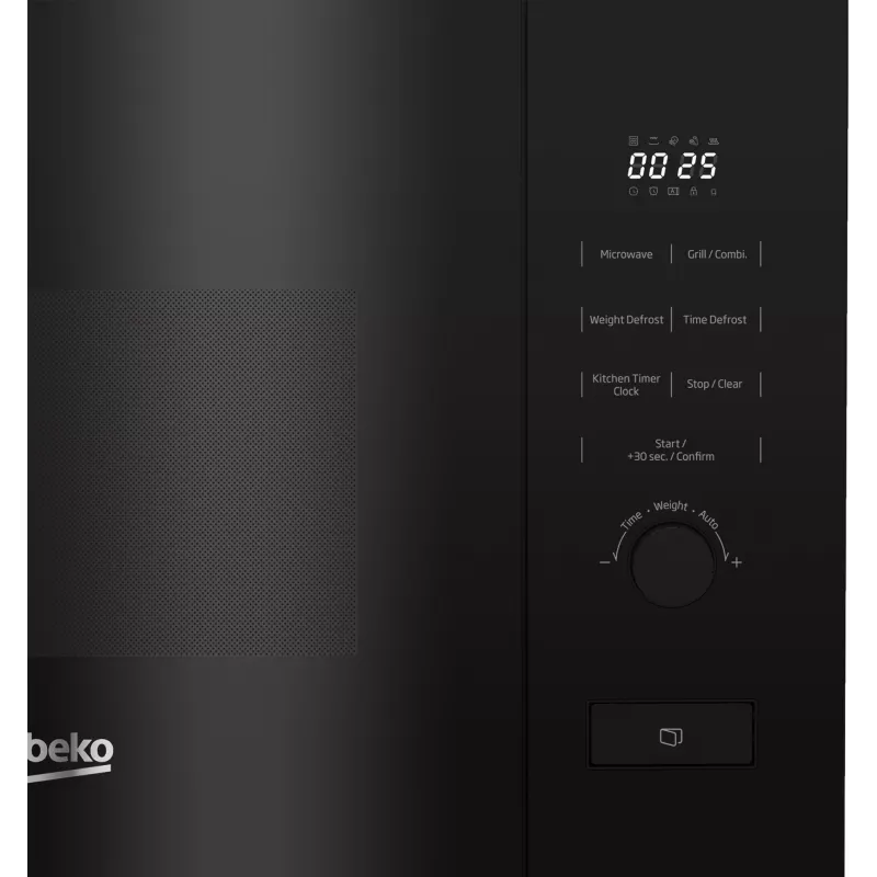 Įmontuojama mikrobangų krosnelė BEKO BMGB20212B su griliu, 800 W, 20 L, sukamuoju valdikliu ir mygtukais, 24,5 cm padėkliuku, juoda