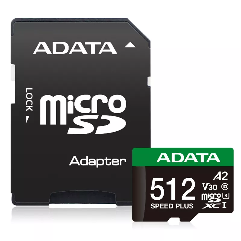 ADATA Speed Plus 512 GB MicroSDXC atminties kortelė, Class 10, UHS-I U3, V30
