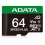 MicroSDXC atminties kortelė ADATA Speed Plus 64GB UHS Class 3 UD64GUI3V30A2SP-RA1