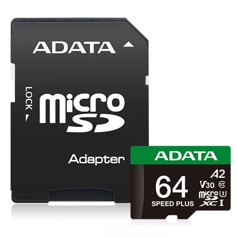 MicroSDXC atminties kortelė ADATA Speed Plus 64GB UHS Class 3 UD64GUI3V30A2SP-RA1