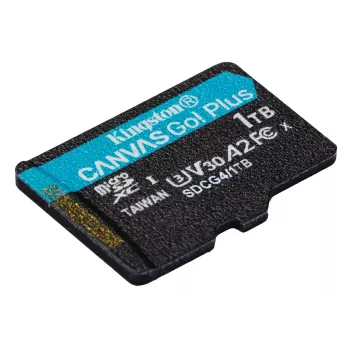 Kingston Technology 1TB microSDXC Canvas Go Plus Gen4 200R A2 U3 vienetas be SD adapterio
