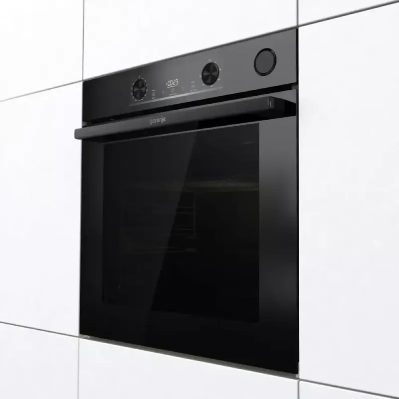 Įmontuojama elektrinė orkaitė Gorenje BSA6737E15BG – 77 l, juoda, skaitmeninis laikmatis, konvekcija, grilis, picos funkcija