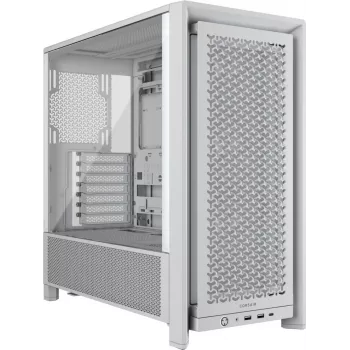 Korpusas CORSAIR FRAME 4000D RS Midi Tower Baltas — ATX, grūdintas stiklas, 3x120mm priekiniai ventiliatoriai, palaiko 360/240/140mm radiatorius