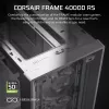 Korpusas CORSAIR FRAME 4000D RS Midi Tower Baltas — ATX, grūdintas stiklas, 3x120mm priekiniai ventiliatoriai, palaiko 360/240/140mm radiatorius