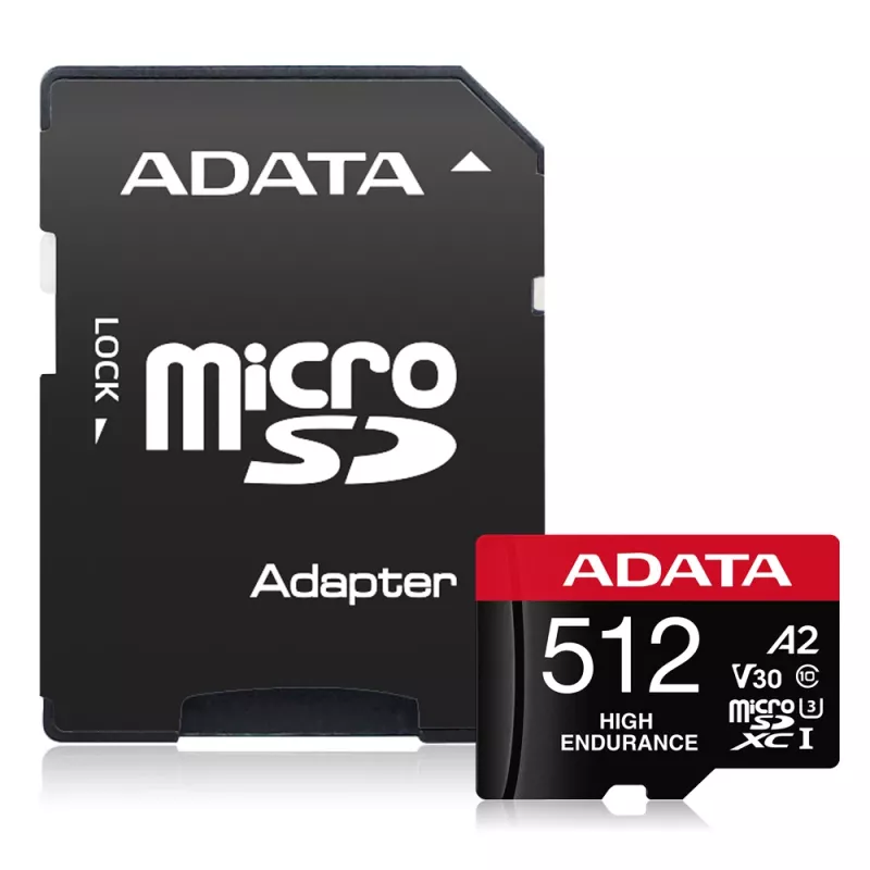MicroSDXC atminties kortelė ADATA 512GB UHS‑I U3 V30 Class 10 A2, 100/85 MB/s, atspari vandeniui