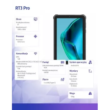 Planšetinis kompiuteris OukiTel RT3 Pro 4G 10,1 colio Octa-Core 4 GB RAM 128 GB Android