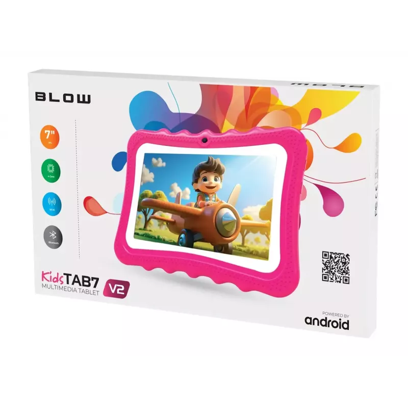 Planšetė BLOW KidsTAB7 V2 7 colių IPS HD Android 14, Allwinner A133 1.5GHz, 4GB RAM, 32GB, Rožinė