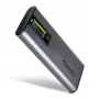 Axagon EEM2-SD2 USB-C 10Gbps – išorinė M.2 NVMe ir SATA SSD dėžutė su ekranu