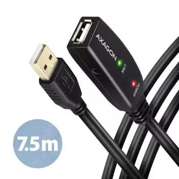 Axagon ADR-207 aktyvus USB 2.0 ilginimo kabelis 7,5 m juodas