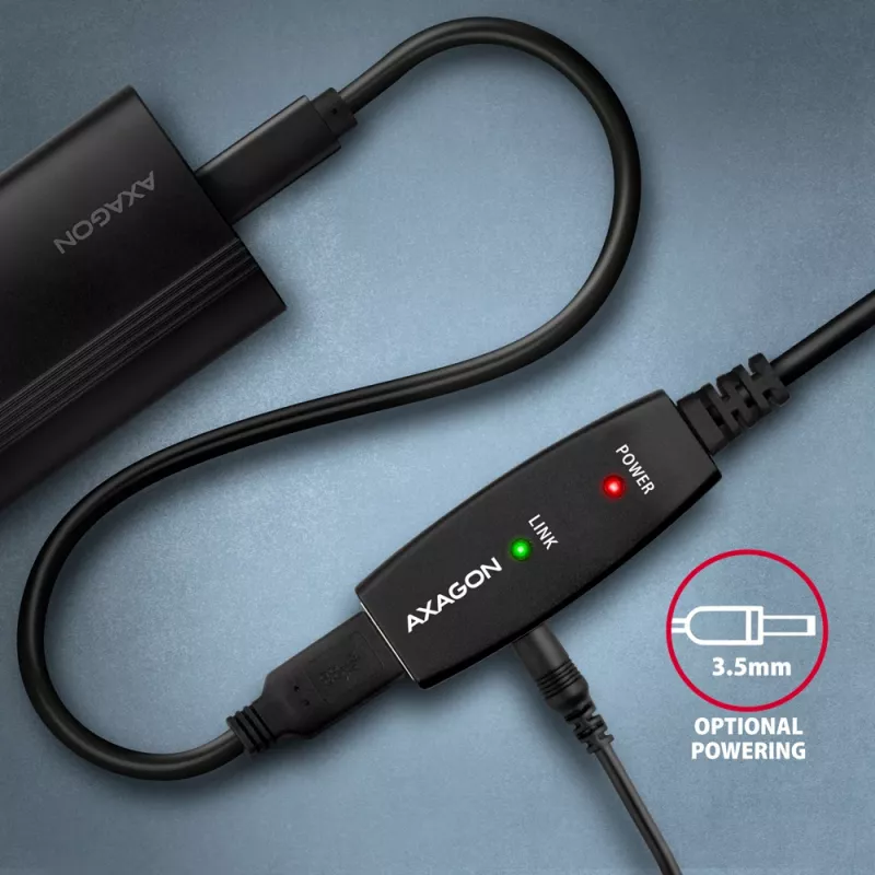 Axagon ADR-207 aktyvus USB 2.0 ilginimo kabelis 7,5 m juodas
