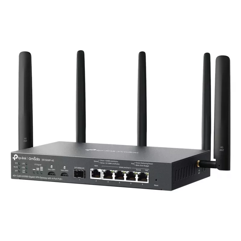 TP-Link ER706WP-4G belaidis maršrutizatorius Gigabit Ethernet Dviejų juostų (2,4 GHz / 5 GHz) Juoda