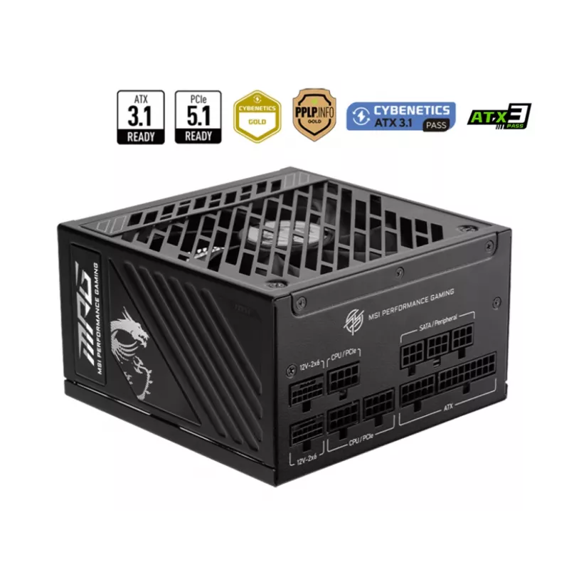 MSI MPG A1250GS PCIE5 maitinimo blokas 1250 W 20+4 pin ATX ATX Juodas