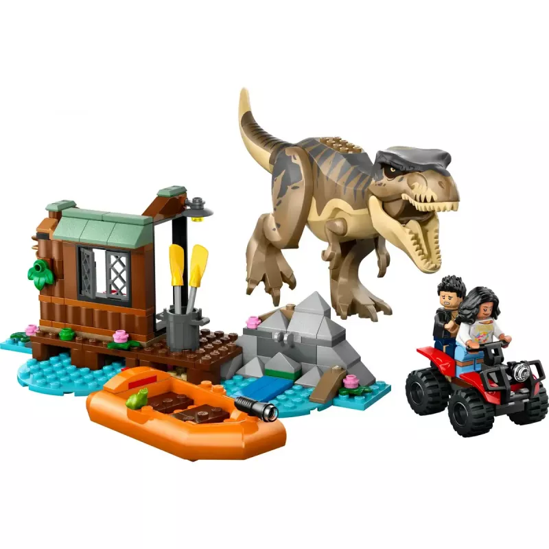 LEGO dinozaurų konstravimo rinkinys T. rex River Escape 76975 — 199 dalių, 2 minifigūrėlės, nuo 5 metų