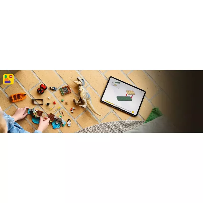 LEGO dinozaurų konstravimo rinkinys T. rex River Escape 76975 — 199 dalių, 2 minifigūrėlės, nuo 5 metų
