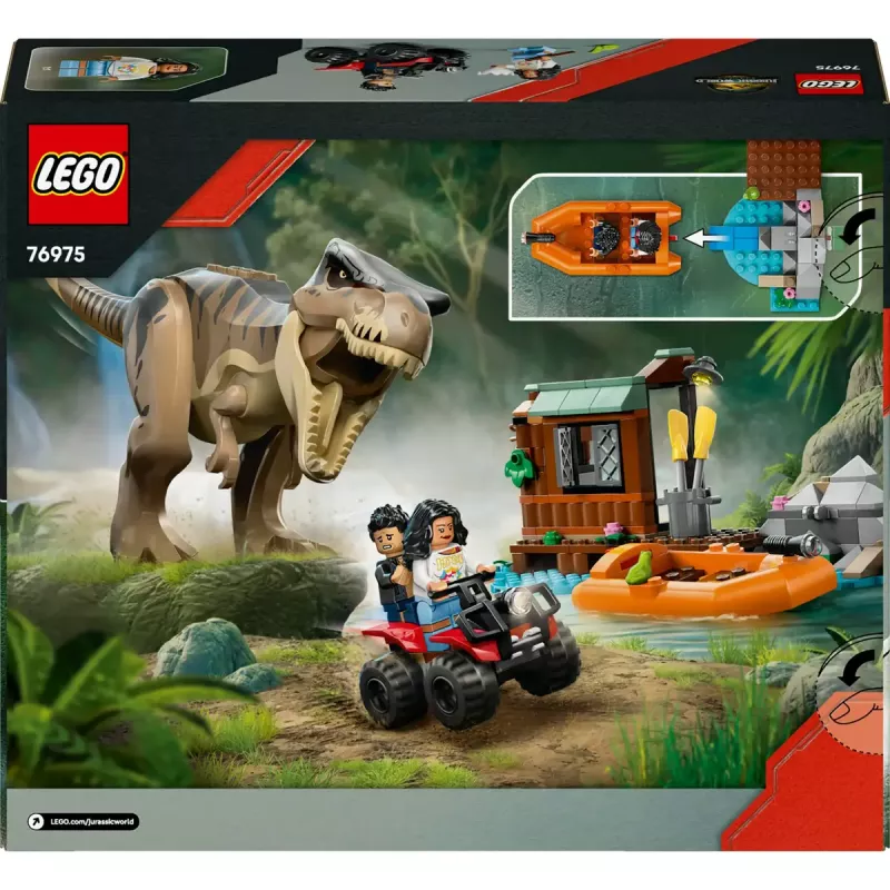 LEGO dinozaurų konstravimo rinkinys T. rex River Escape 76975 — 199 dalių, 2 minifigūrėlės, nuo 5 metų