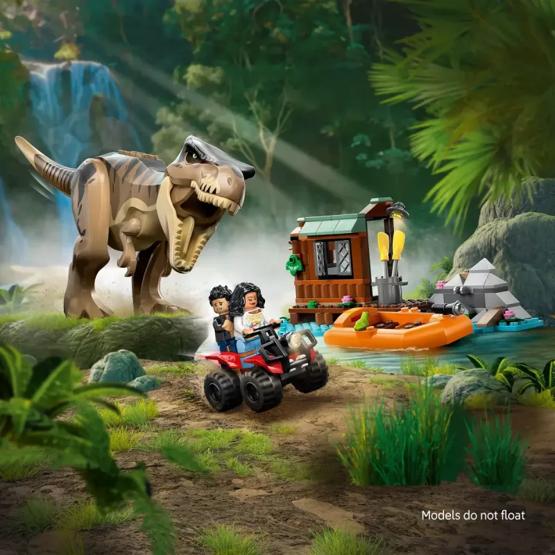LEGO dinozaurų konstravimo rinkinys T. rex River Escape 76975 — 199 dalių, 2 minifigūrėlės, nuo 5 metų