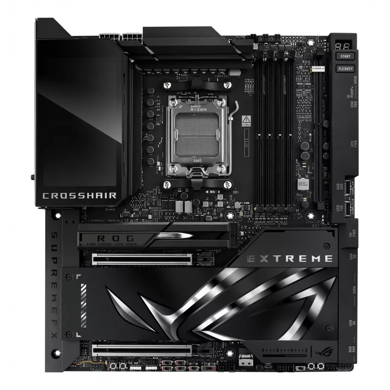Motininė plokštė ASUS ROG CROSSHAIR X870E EXTREME — AMD X870E, Socket AM5, Extended ATX, DDR5, 4 DIMM, Wi‑Fi 7, 5 Gb LAN, 5x M.2