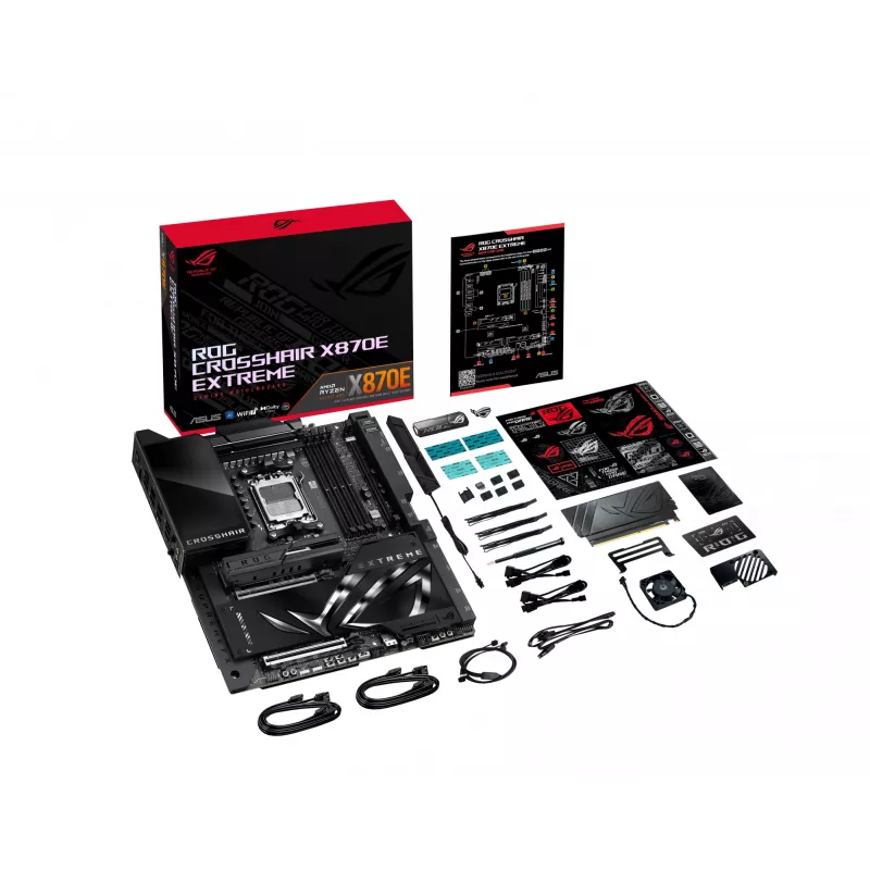Motininė plokštė ASUS ROG CROSSHAIR X870E EXTREME — AMD X870E, Socket AM5, Extended ATX, DDR5, 4 DIMM, Wi‑Fi 7, 5 Gb LAN, 5x M.2