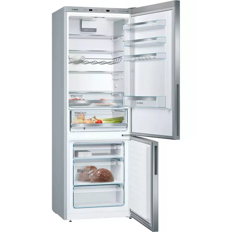 Šaldytuvas-šaldiklis Bosch Serie 6 KGE49AICA, laisvai pastatomas, nerūdijantis plienas, 419 L (302 L šaldytuvas / 117 L šaldiklis), aukštis 2010 mm