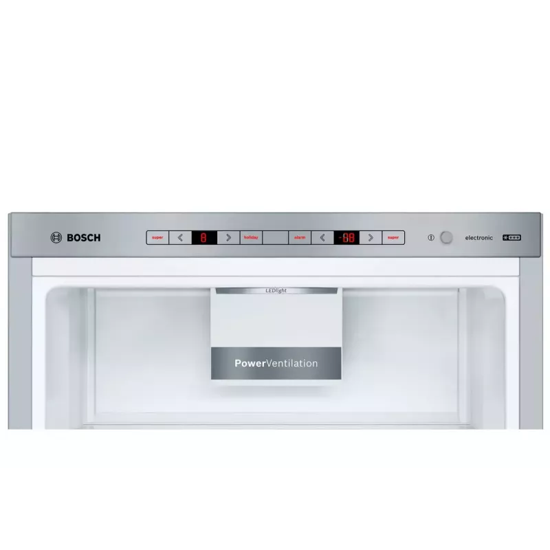 Šaldytuvas-šaldiklis Bosch Serie 6 KGE49AICA, laisvai pastatomas, nerūdijantis plienas, 419 L (302 L šaldytuvas / 117 L šaldiklis), aukštis 2010 mm
