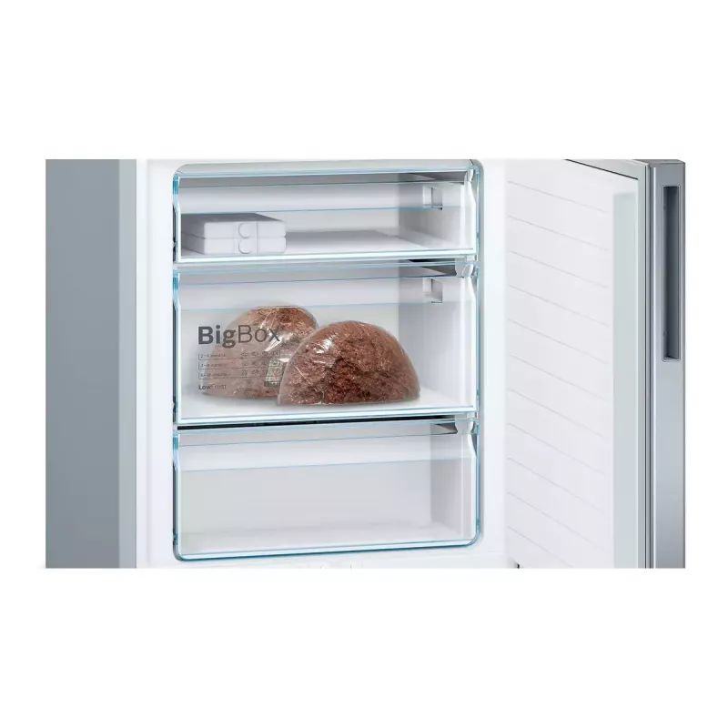 Šaldytuvas-šaldiklis Bosch Serie 6 KGE49AICA, laisvai pastatomas, nerūdijantis plienas, 419 L (302 L šaldytuvas / 117 L šaldiklis), aukštis 2010 mm