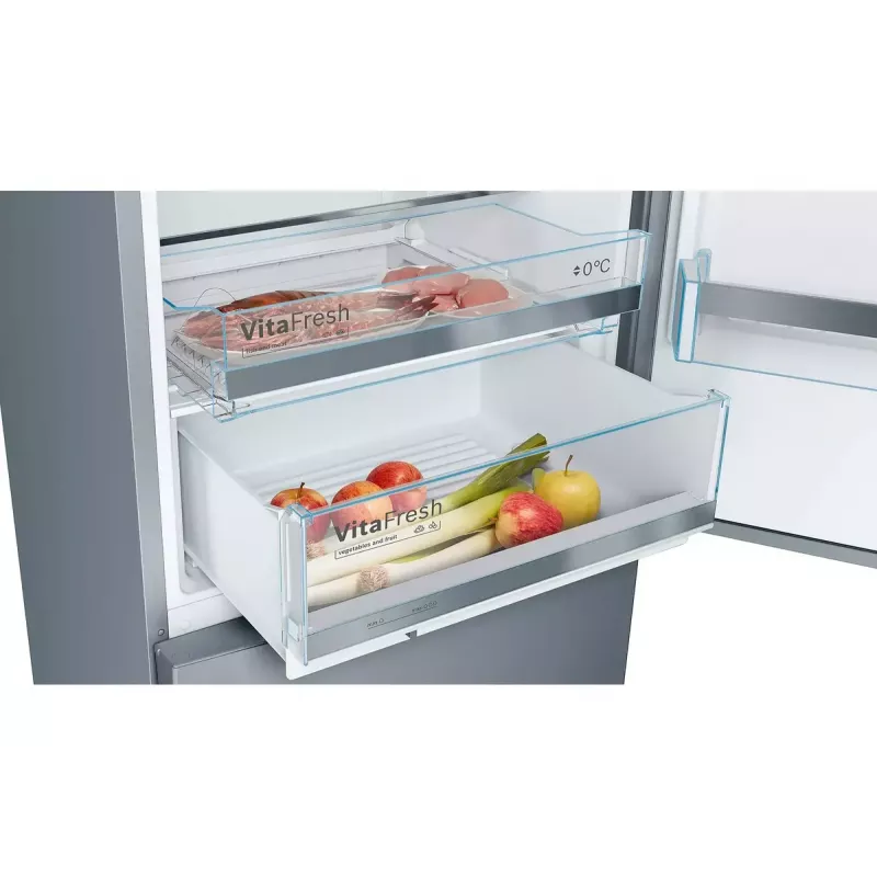 Šaldytuvas-šaldiklis Bosch Serie 6 KGE49AICA, laisvai pastatomas, nerūdijantis plienas, 419 L (302 L šaldytuvas / 117 L šaldiklis), aukštis 2010 mm