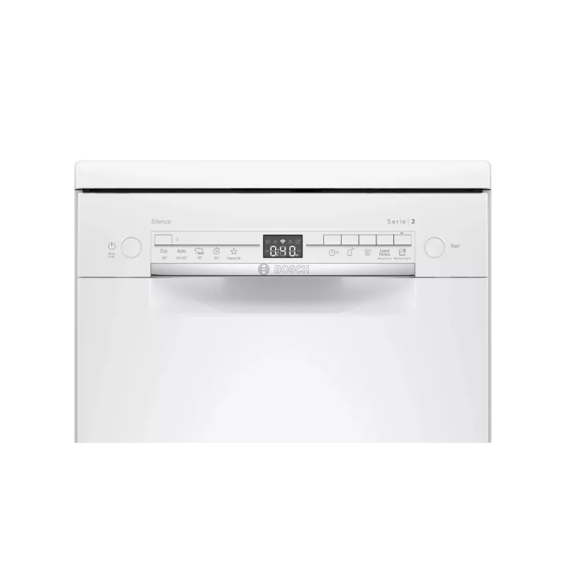 Laisvai pastatoma siaura indaplovė Bosch SPS40E22EU, 45 cm, 9 komplektų, 5 programų, 48 dB, balta