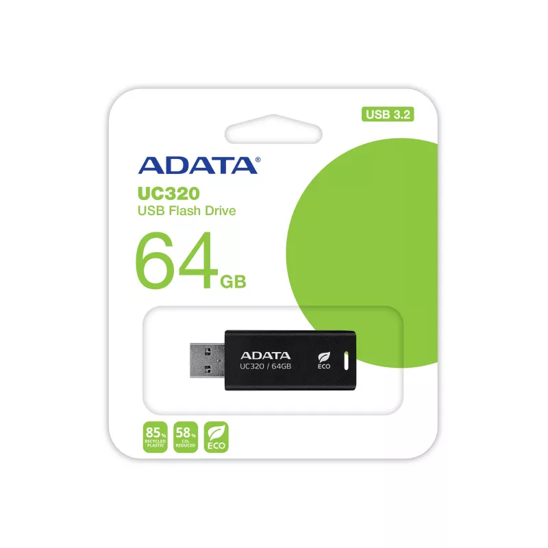 ADATA UC320 USB atmintukas 64 GB USB Type-A 3.2 Gen 1 (3.1 Gen 1) Juoda