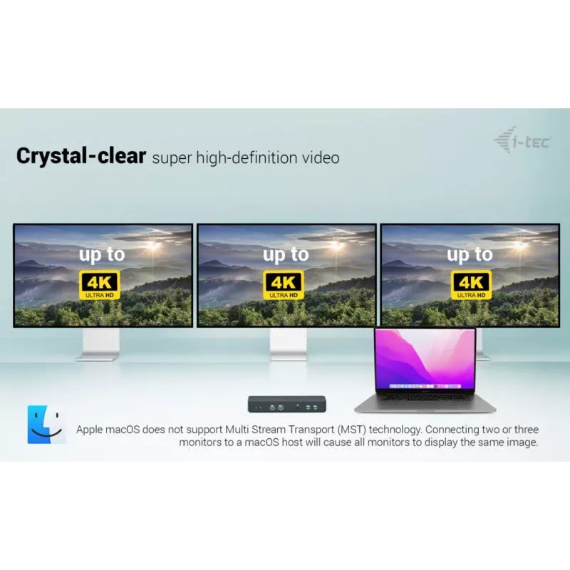 i-tec USB-C išmanusis dokas trims monitoriams + 100 W maitinimas