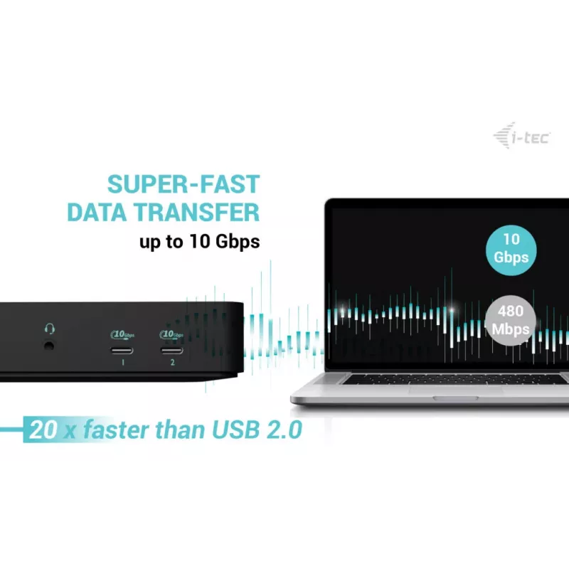 i-tec USB-C išmanusis dokas trims monitoriams + 100 W maitinimas
