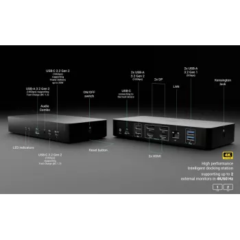 Docking stotelė i-tec CAINTGDUAL4KDOCPD Dual Display Power Delivery 100W