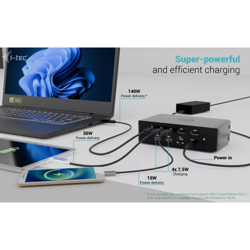 i-tec Thunderbolt5 Quattro Display Docking stotelė, 5x USB, 2,5 GLAN + Power Delivery 140W
