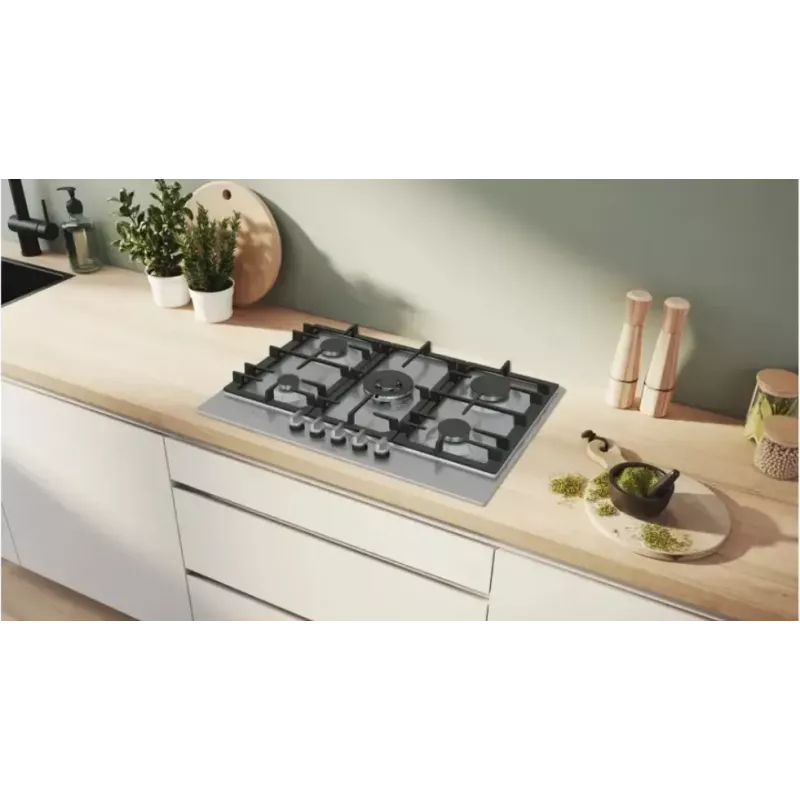 Bosch Serie 6 PCQ7A5I90 dujinė kaitlentė nerūdijančio plieno įmontuojama 75 cm 5 zonos
