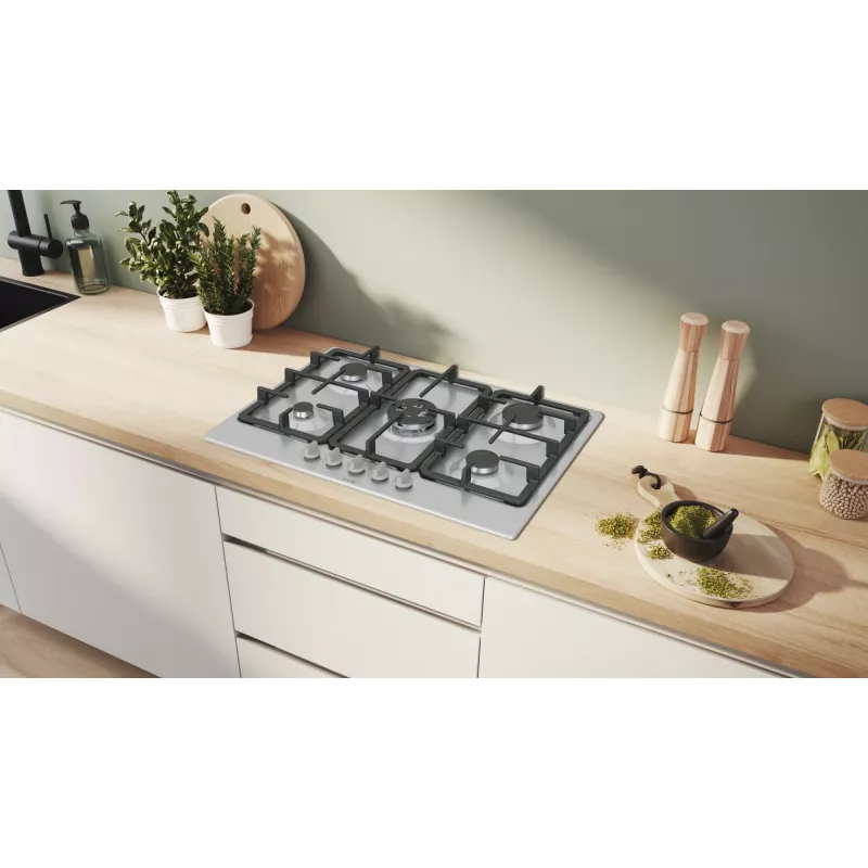Bosch Serie 4 PGQ7B5K90 dujinė kaitlentė nerūdijančio plieno įmontuojama 75 cm 5 zonos