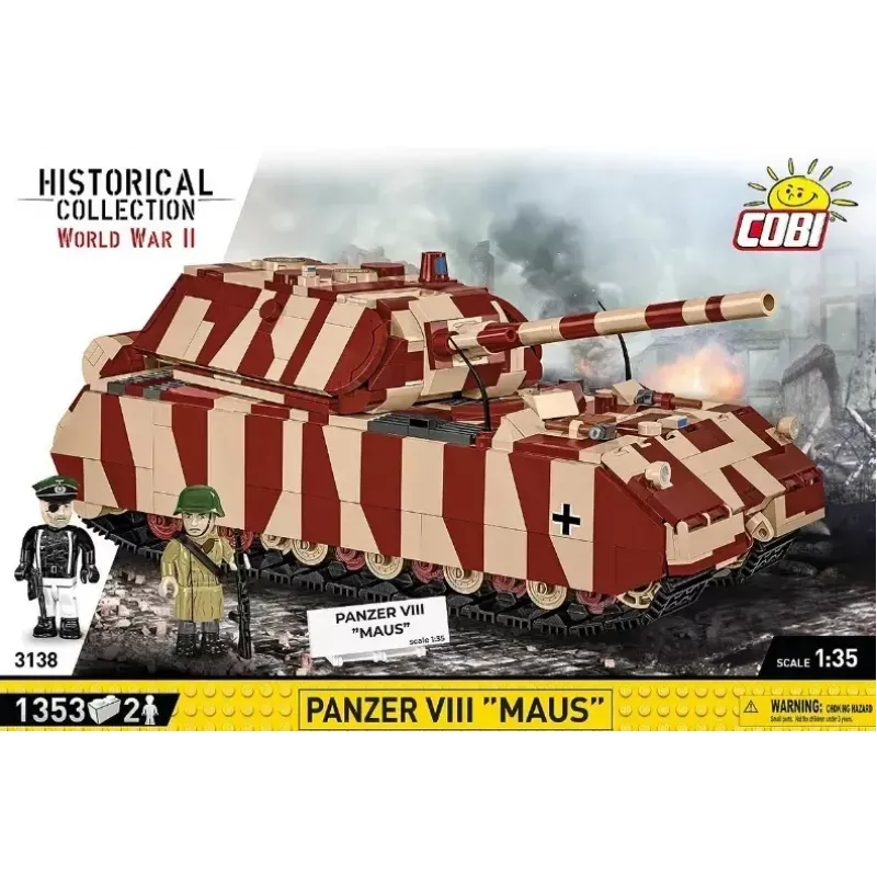 Cobi konstravimo blokeliai Panzer VIII Maus modelio rinkinys 1:35 COBI-3138, detali karinės transporto priemonės replika