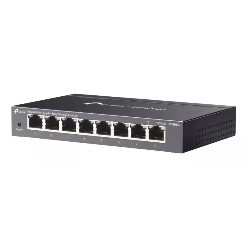 TP-Link Omada ES208G tinklo jungiklis valdomas L2 Gigabit Ethernet (10/100/1000) Juodas